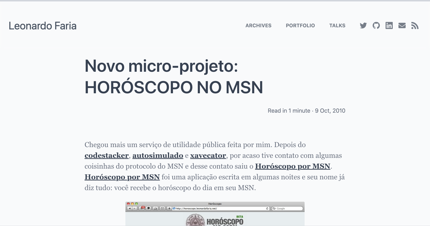 Novo micro-projeto: HORÓSCOPO NO MSN · Leonardo Faria