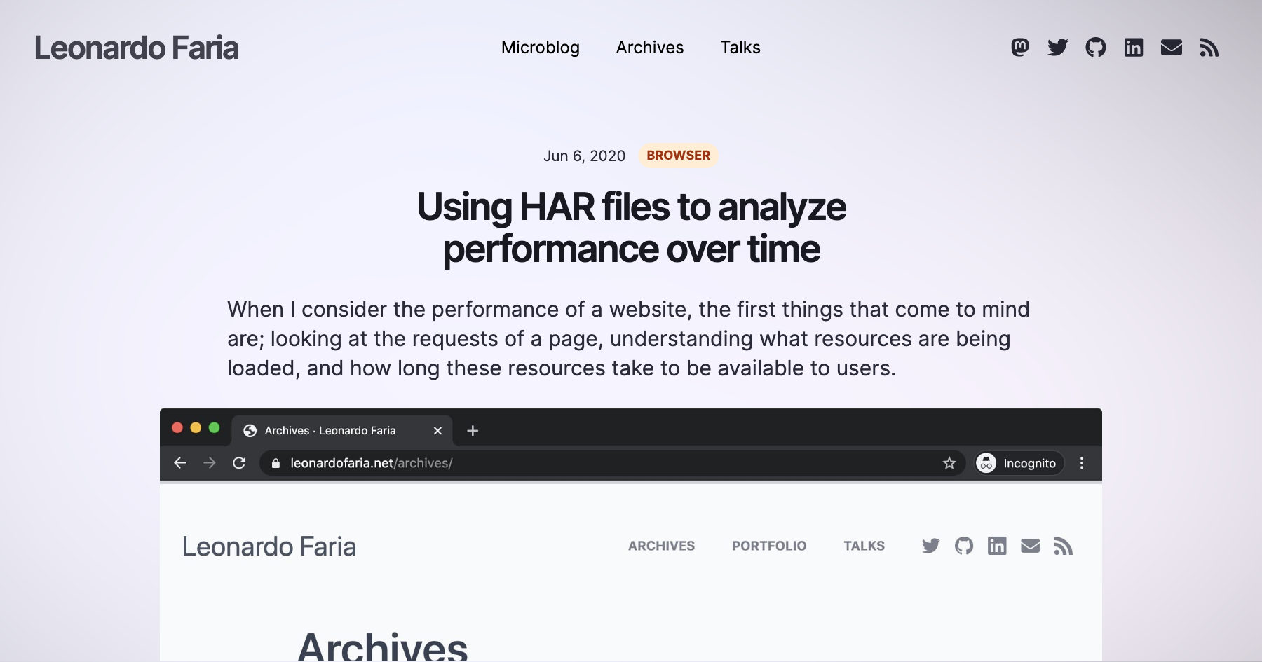 Har File Analyzer Using HAR files to analyze performance over time · Leonardo Faria