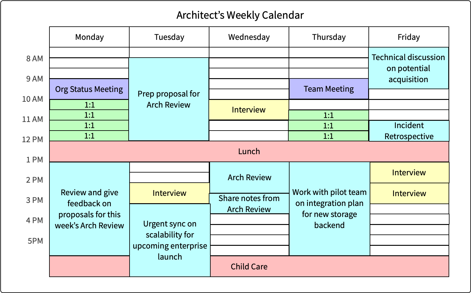 Architect’s Weekly Calendar